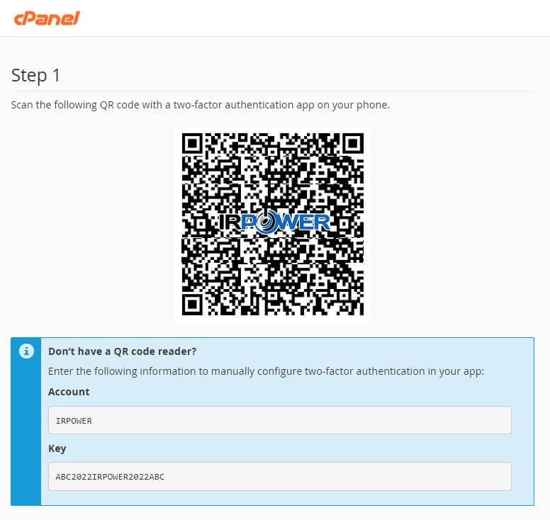 2FA CPANEL IRPOWER 3
